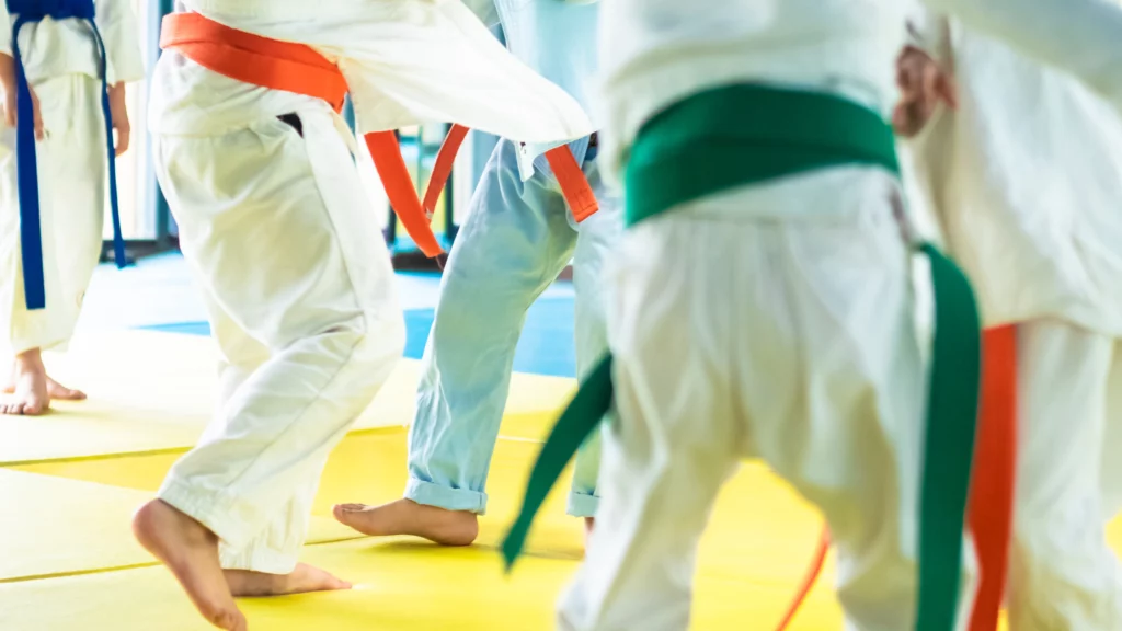 garçons pendant l'entraînement de judo