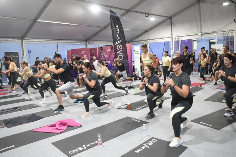 participants of yoga activity during sport business forum 2024