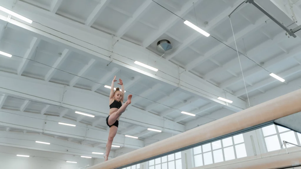 beginner practicing on the beam