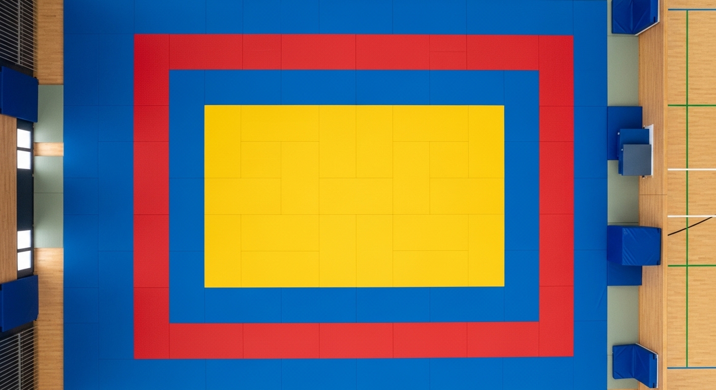 top view of the official judo tatami-sized dojo