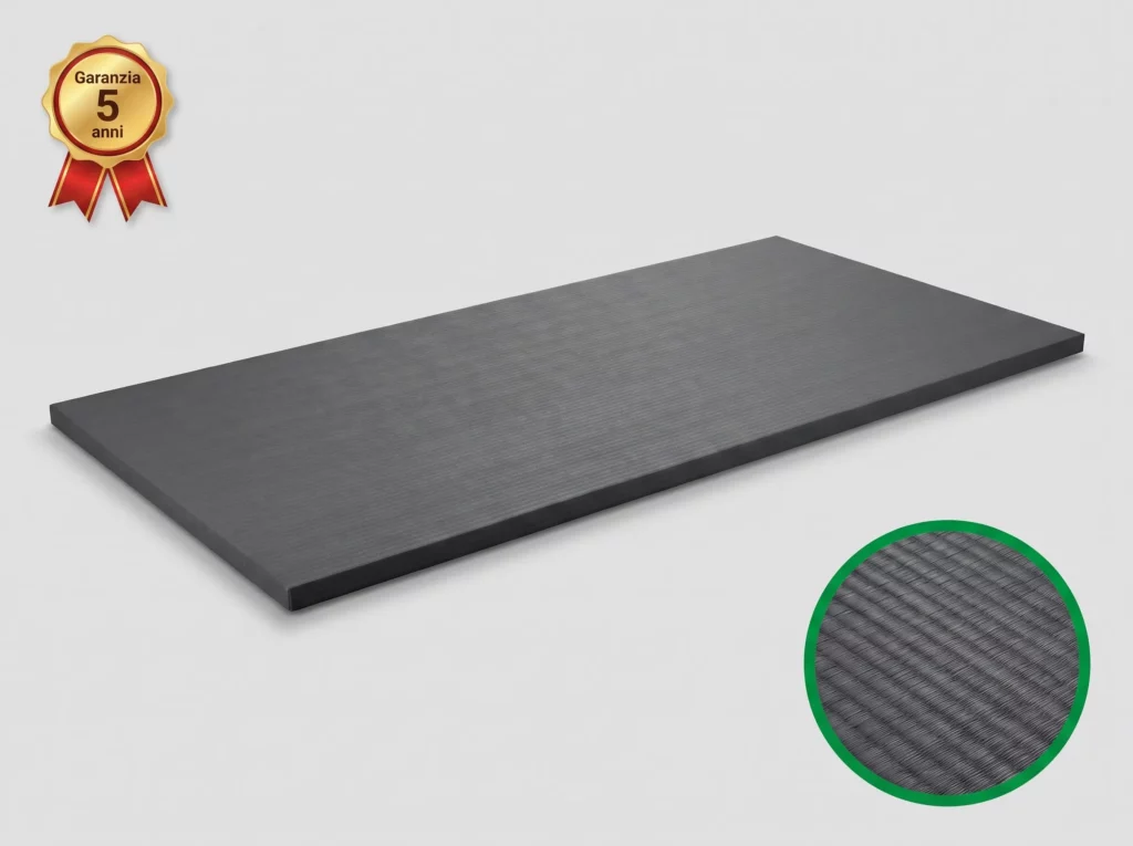 Tatami de judo gris foncé avec agrandissement de texture de paille de riz