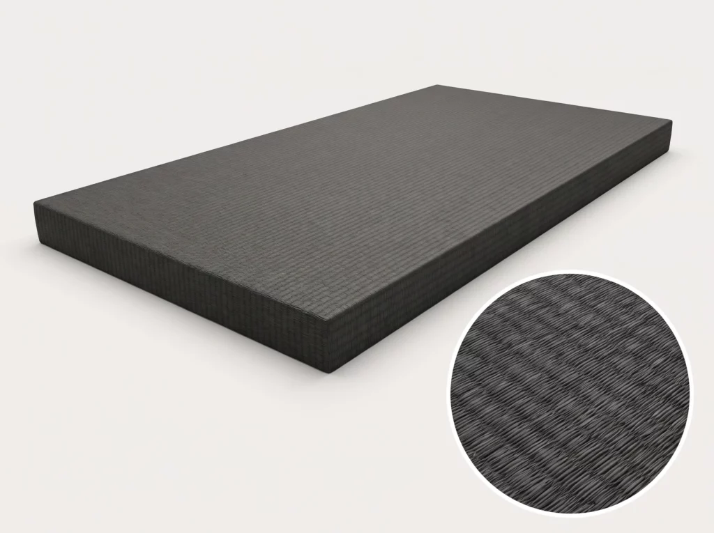 Détail de l'épaisseur et de la surface d'un tatami de sport